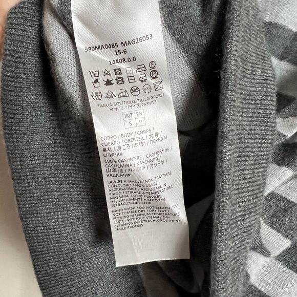 Eleventy Italian Cashmere Gray Striped Hoodie Pullover Sweater Size Small - Picture 2 of 6